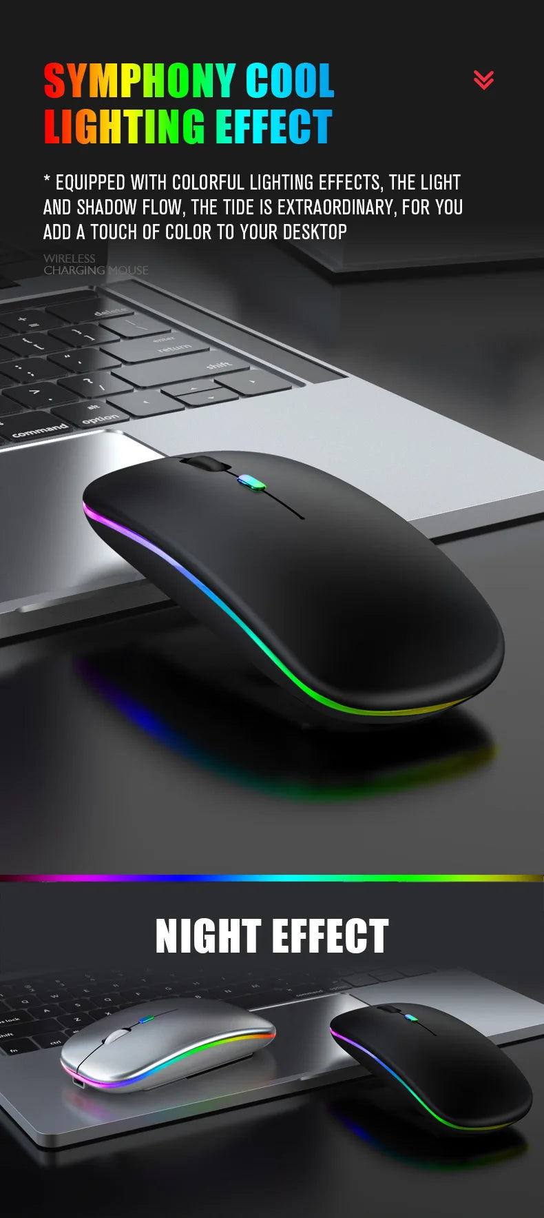 Mouse Gamer OLOPKY RGB Bluetooth 5.2 – Recarregável e Ultra Responsivo