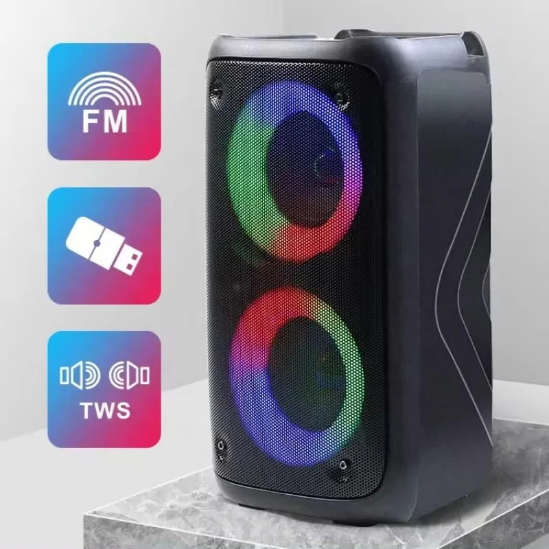 Wireless Portable Bluetooth Speaker 80W High Power Dual 3inch Speakers HIFI Outdoor Audio System Super Bass Subwoofer RGB TWS/FM