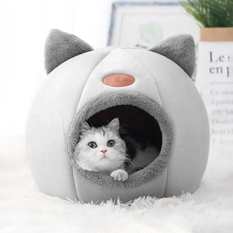 Cama para Gato e Pequenos Animais – Caverna Confortável de Inverno